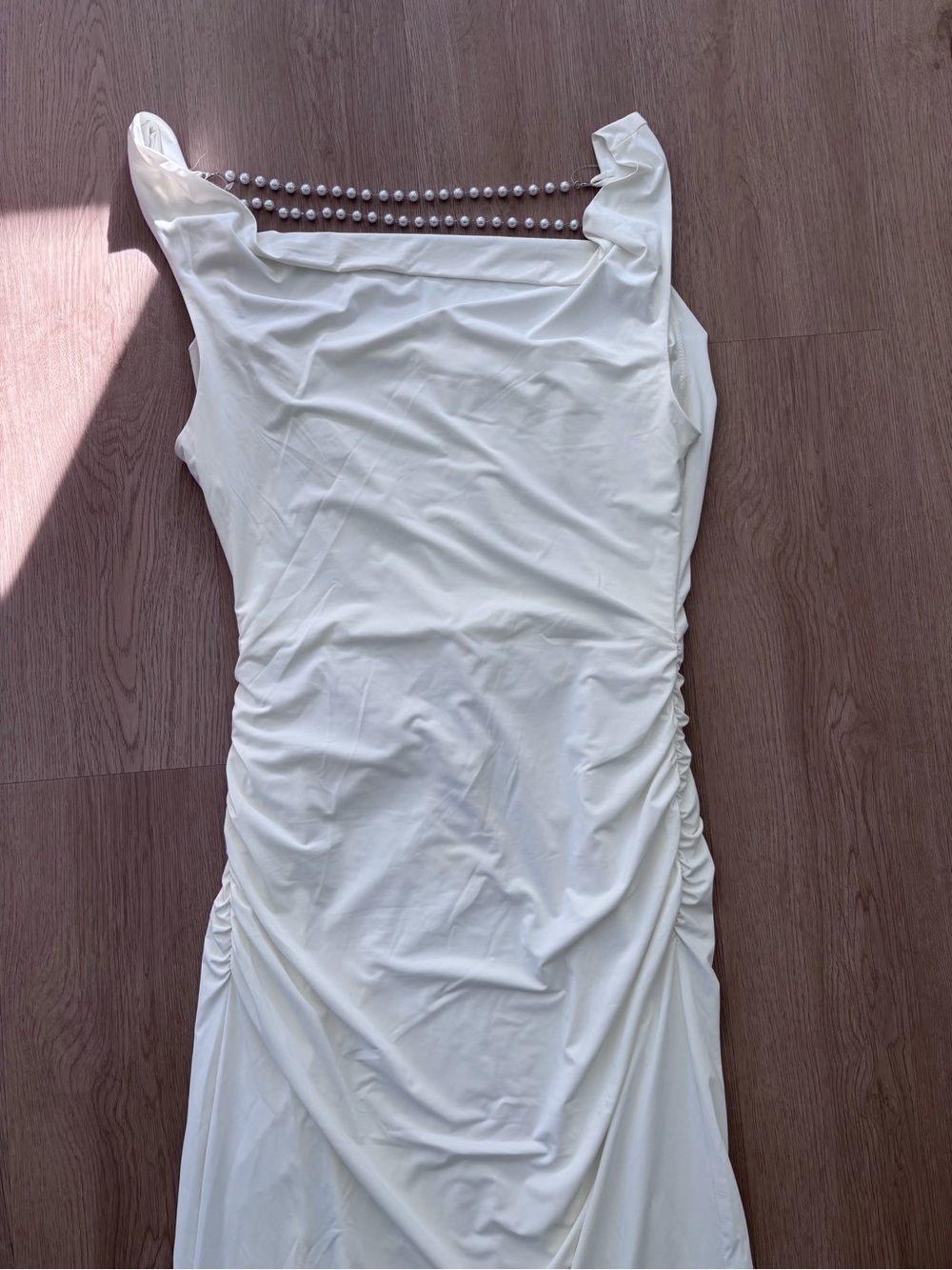 NWT Pearl-Trim Ivory Ruched Wedding Dress